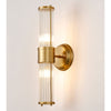Tansley E14 IP44 Up & Down Wall Light in Gold with Clear Glass Rods