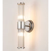 Tansley E14 IP44 Up & Down Wall Light in Polished Nickel with Clear Glass Rods