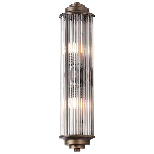 Tansley G9 Twin Lamp IP44 Flush Wall Light in Bronze with Clear Glass Rods