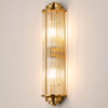 Tansley G9 Twin Lamp IP44 Flush Wall Light in Gold with Clear Glass Rods