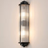 Tansley G9 Twin Lamp IP44 Flush Wall Light in Satin Black with Clear Glass Rods