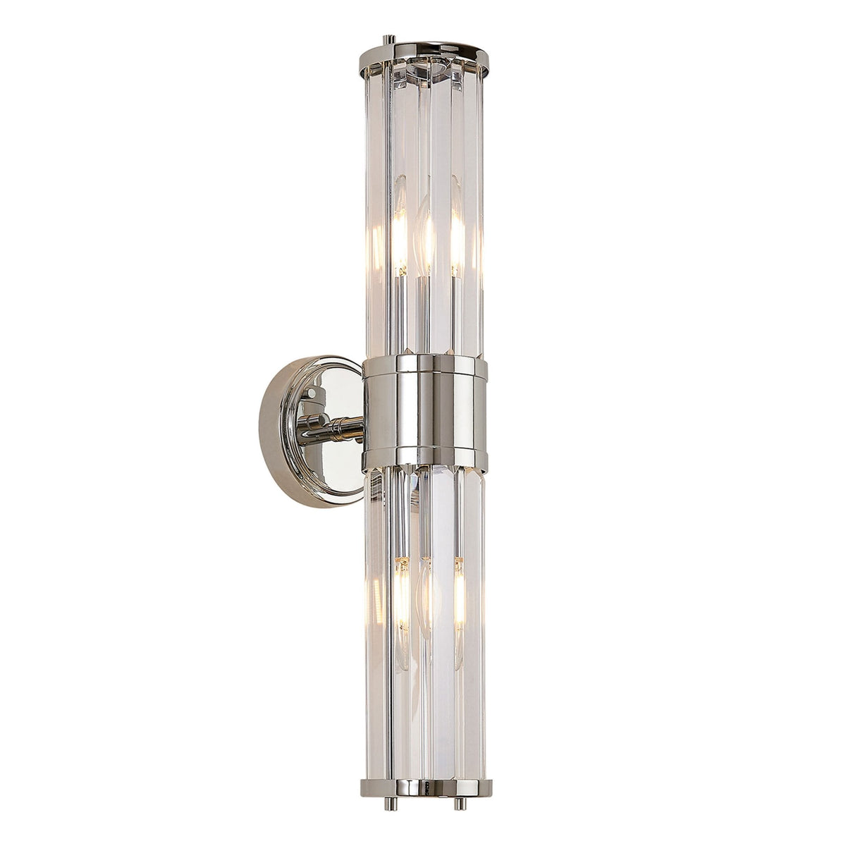 Caistor IP44 Up & Down Wall Light in Polished Chrome with Clear Crystal Rods