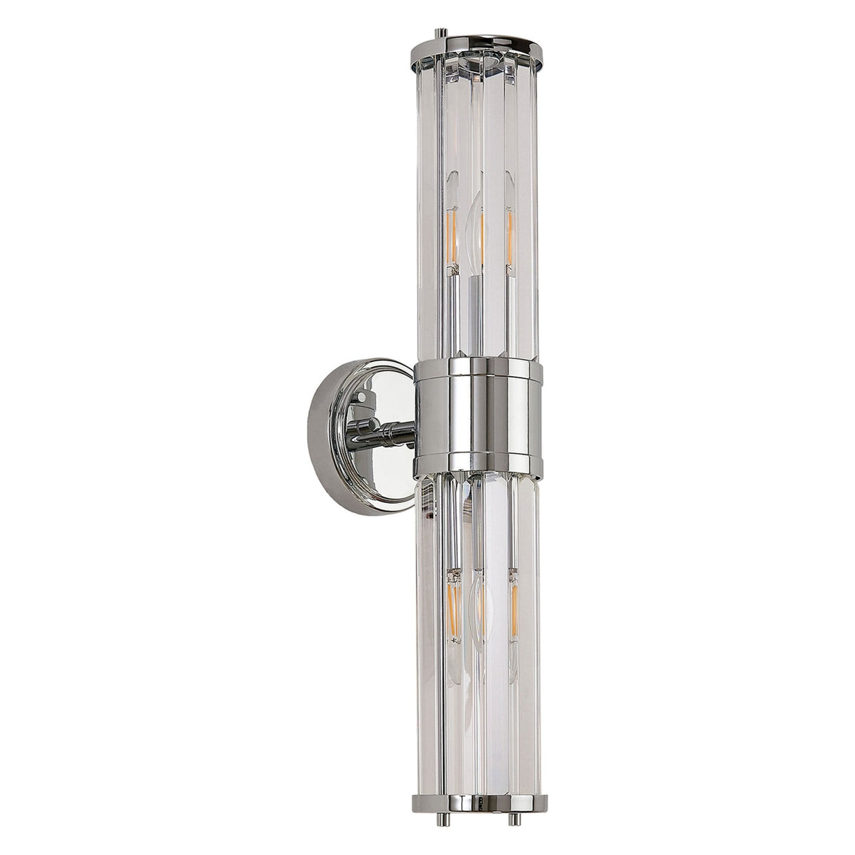 Caistor IP44 Up & Down Wall Light in Polished Chrome with Clear Crystal Rods