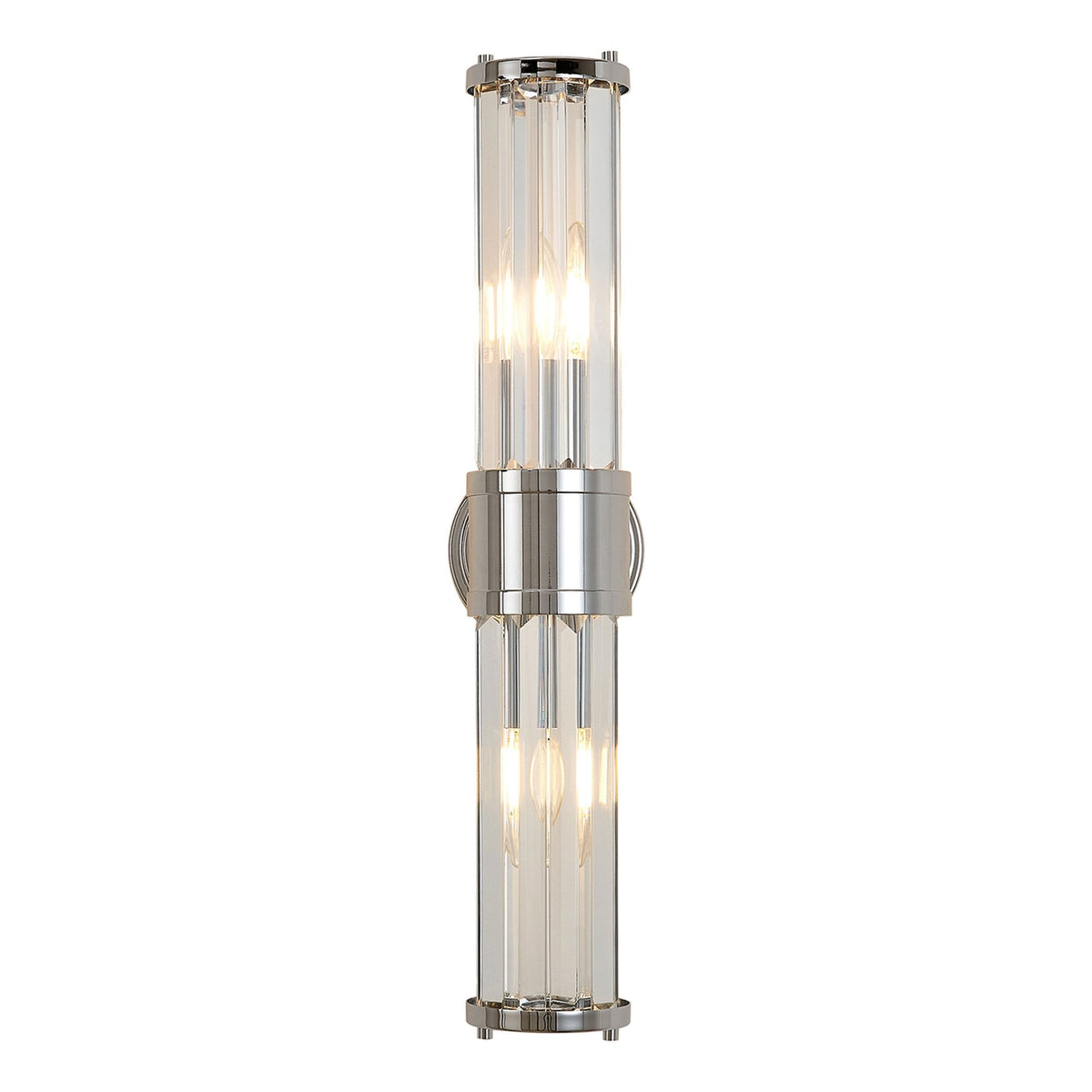 Caistor IP44 Up & Down Wall Light in Polished Chrome with Clear Crystal Rods