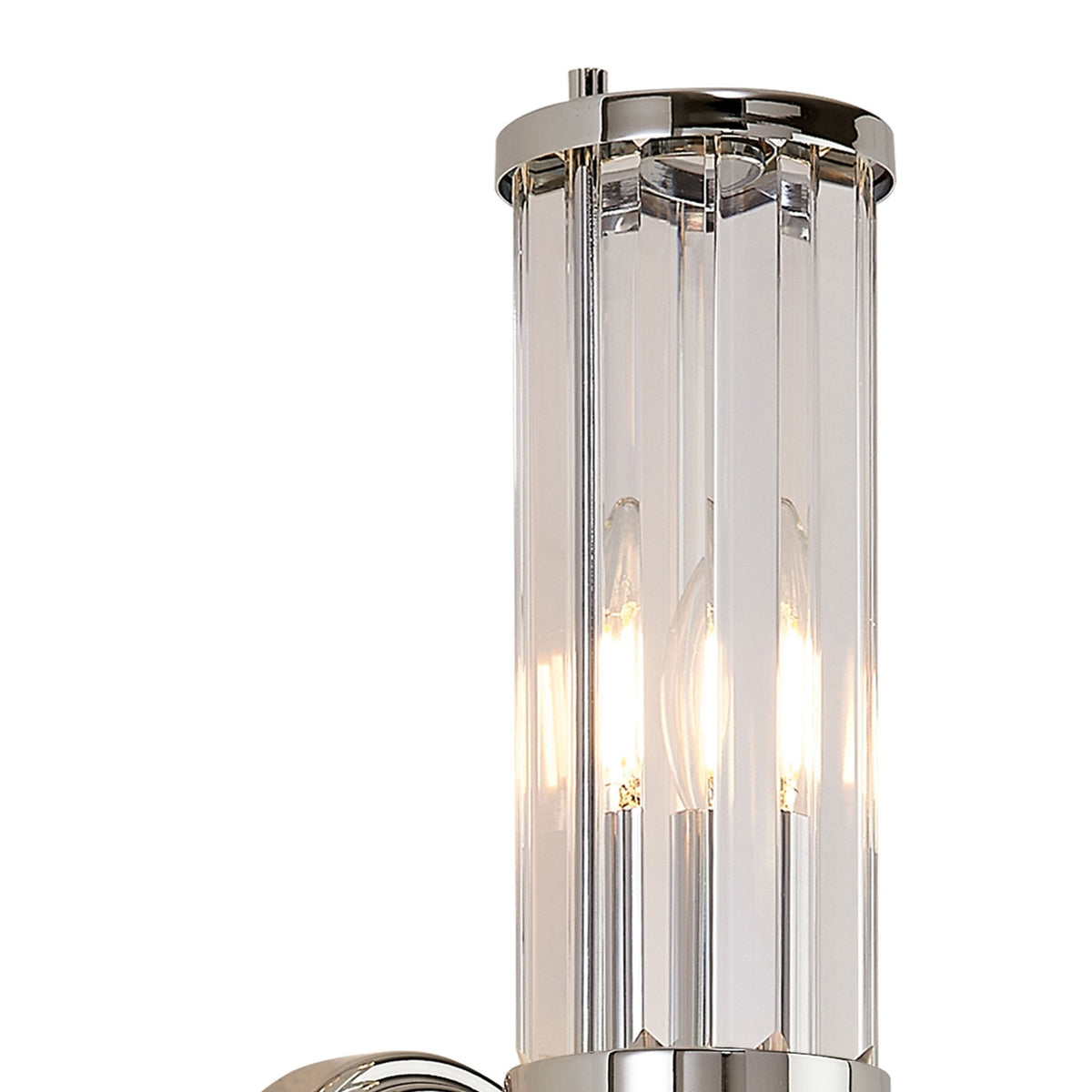 Caistor IP44 Up & Down Wall Light in Polished Chrome with Clear Crystal Rods