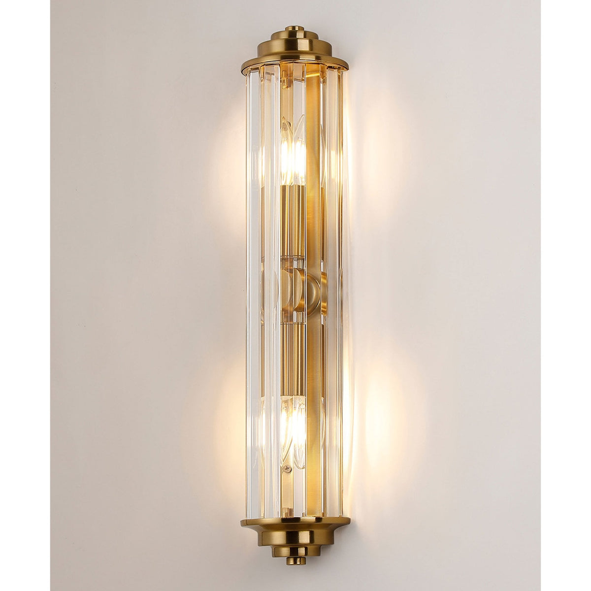 Caistor Flush IP44 Wall Light in Gold with Clear Crystal Rods