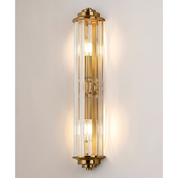 Caistor Flush IP44 Wall Light in Gold with Clear Crystal Rods
