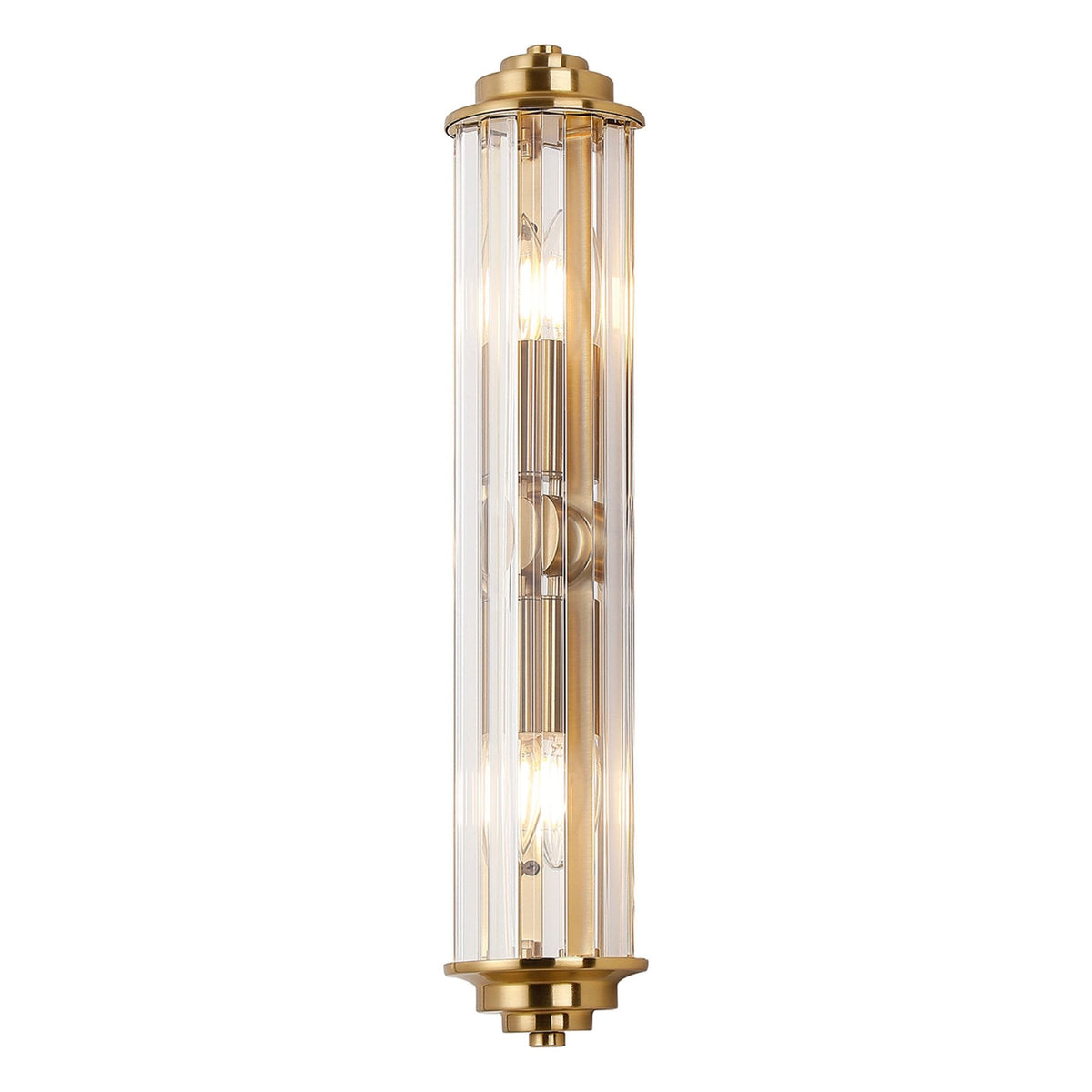 Caistor Flush IP44 Wall Light in Gold with Clear Crystal Rods