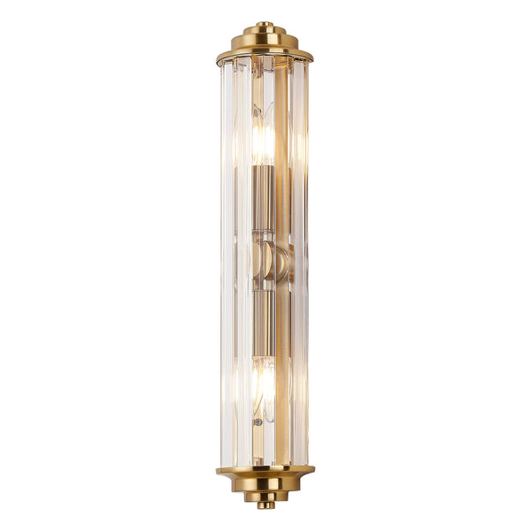 Caistor Flush IP44 Wall Light in Gold with Clear Crystal Rods