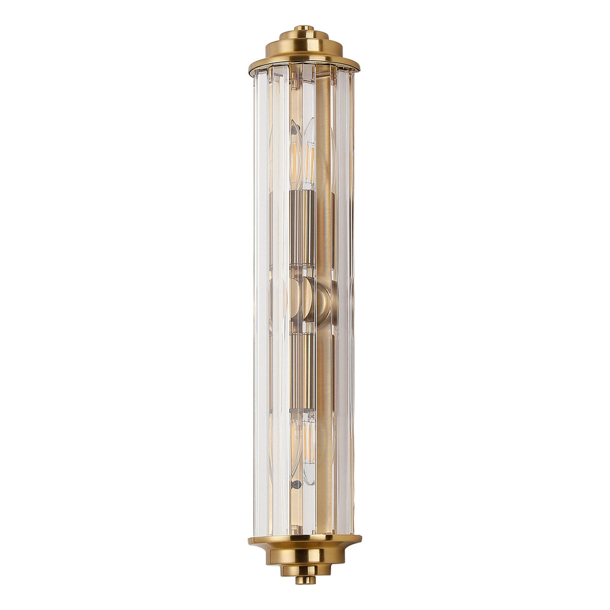 Caistor Flush IP44 Wall Light in Gold with Clear Crystal Rods