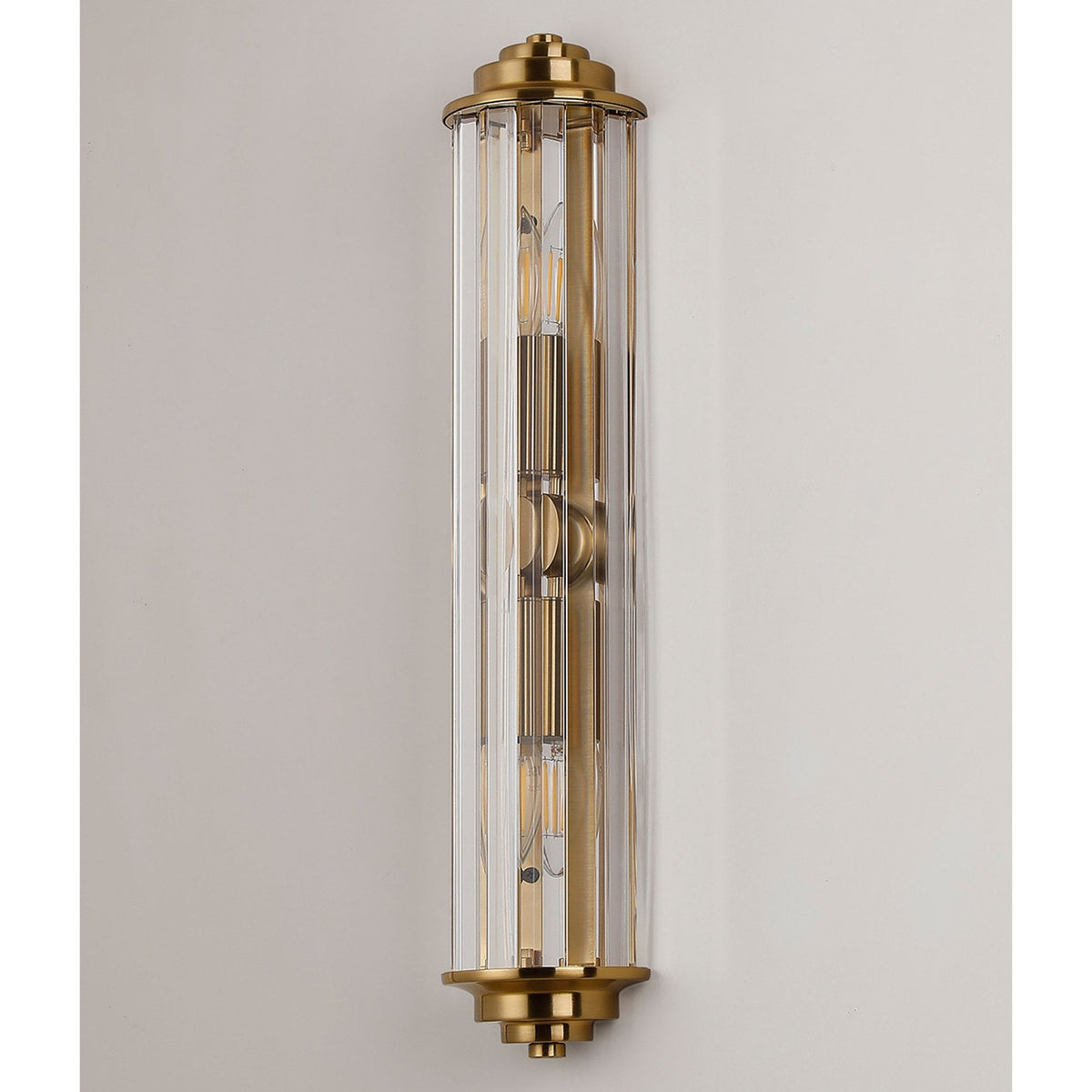 Caistor Flush IP44 Wall Light in Gold with Clear Crystal Rods