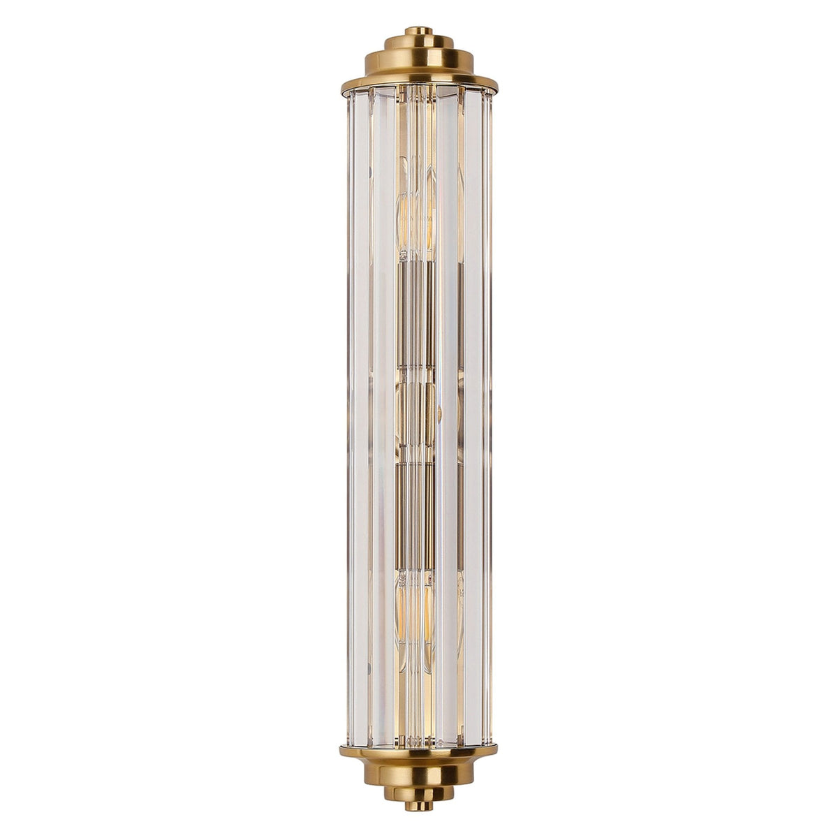 Caistor Flush IP44 Wall Light in Gold with Clear Crystal Rods