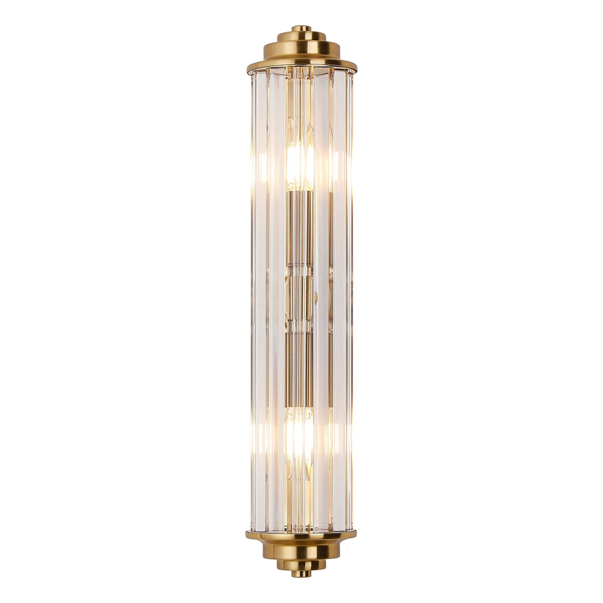 Caistor Flush IP44 Wall Light in Gold with Clear Crystal Rods
