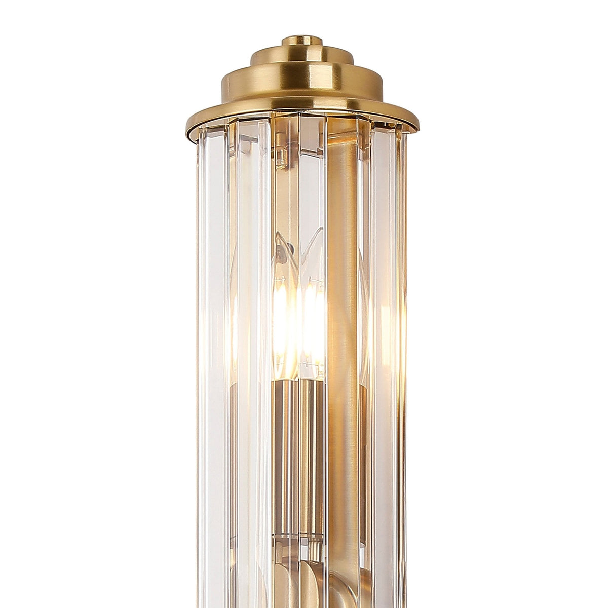 Caistor Flush IP44 Wall Light in Gold with Clear Crystal Rods