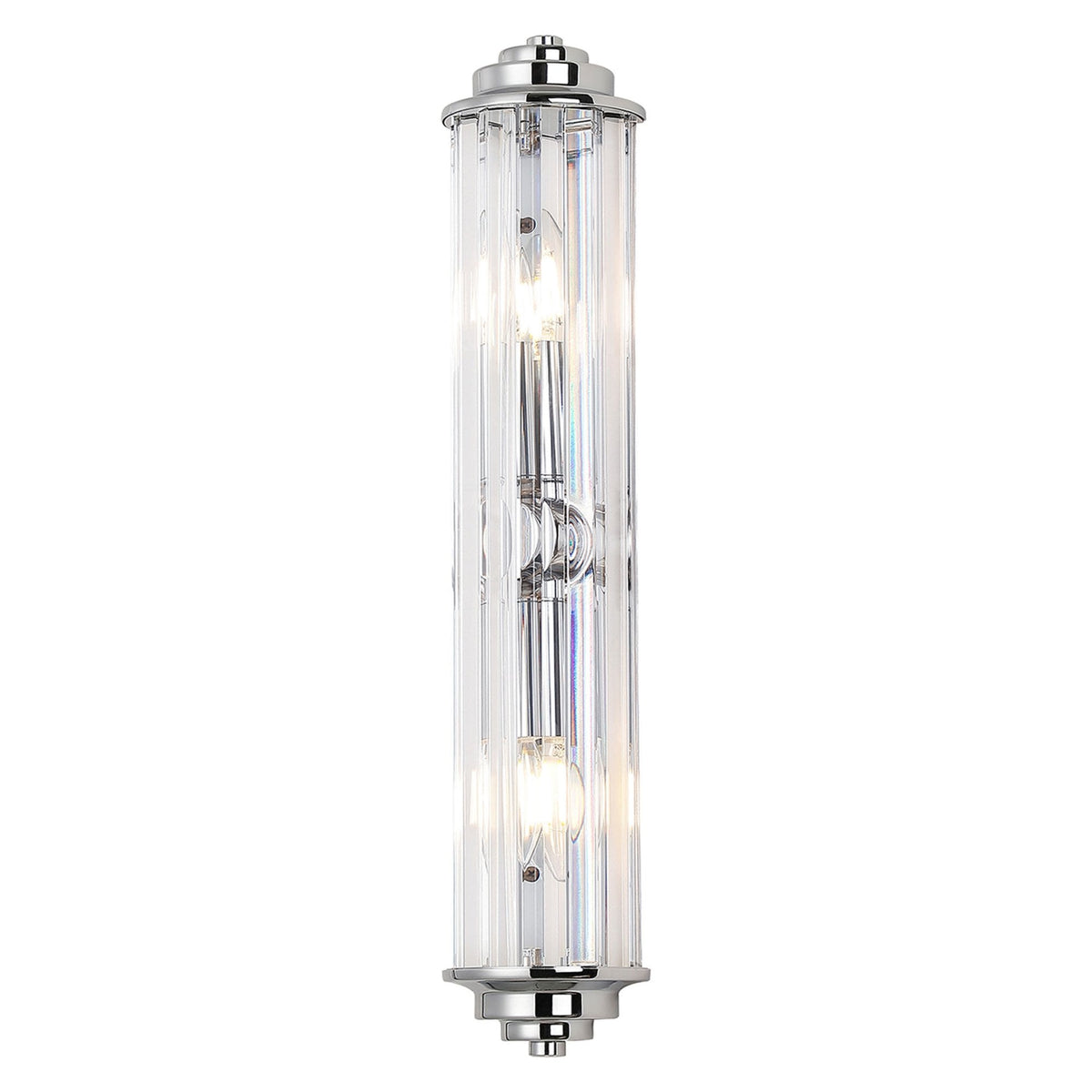 Caistor Flush IP44 Wall Light in Polished Chrome with Clear Crystal Rods