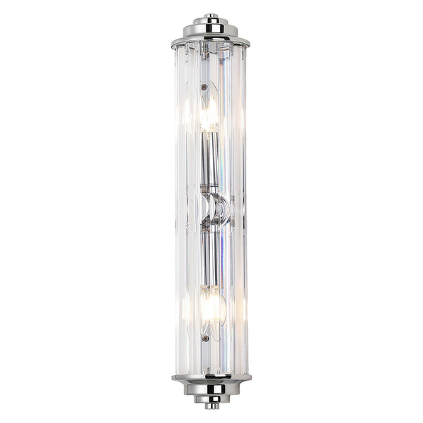 Caistor Flush IP44 Wall Light in Polished Chrome with Clear Crystal Rods
