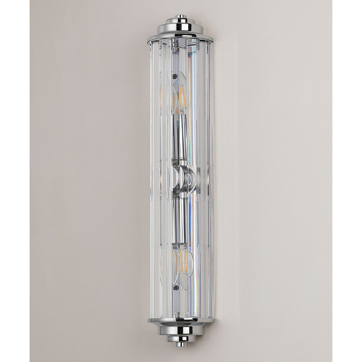 Caistor Flush IP44 Wall Light in Polished Chrome with Clear Crystal Rods