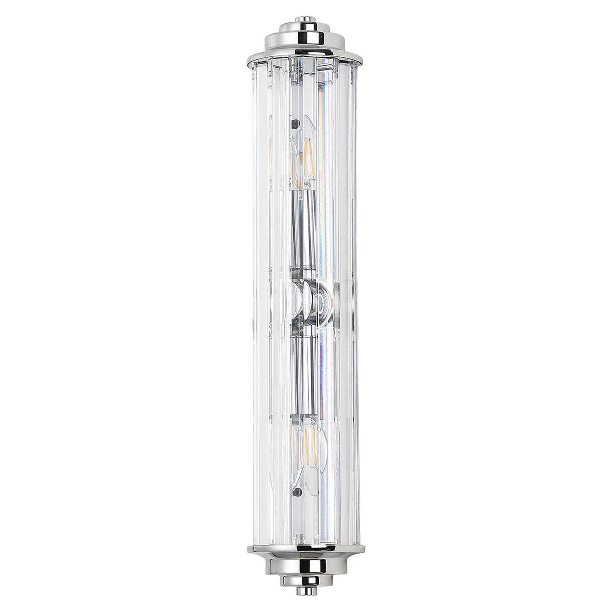 Caistor Flush IP44 Wall Light in Polished Chrome with Clear Crystal Rods