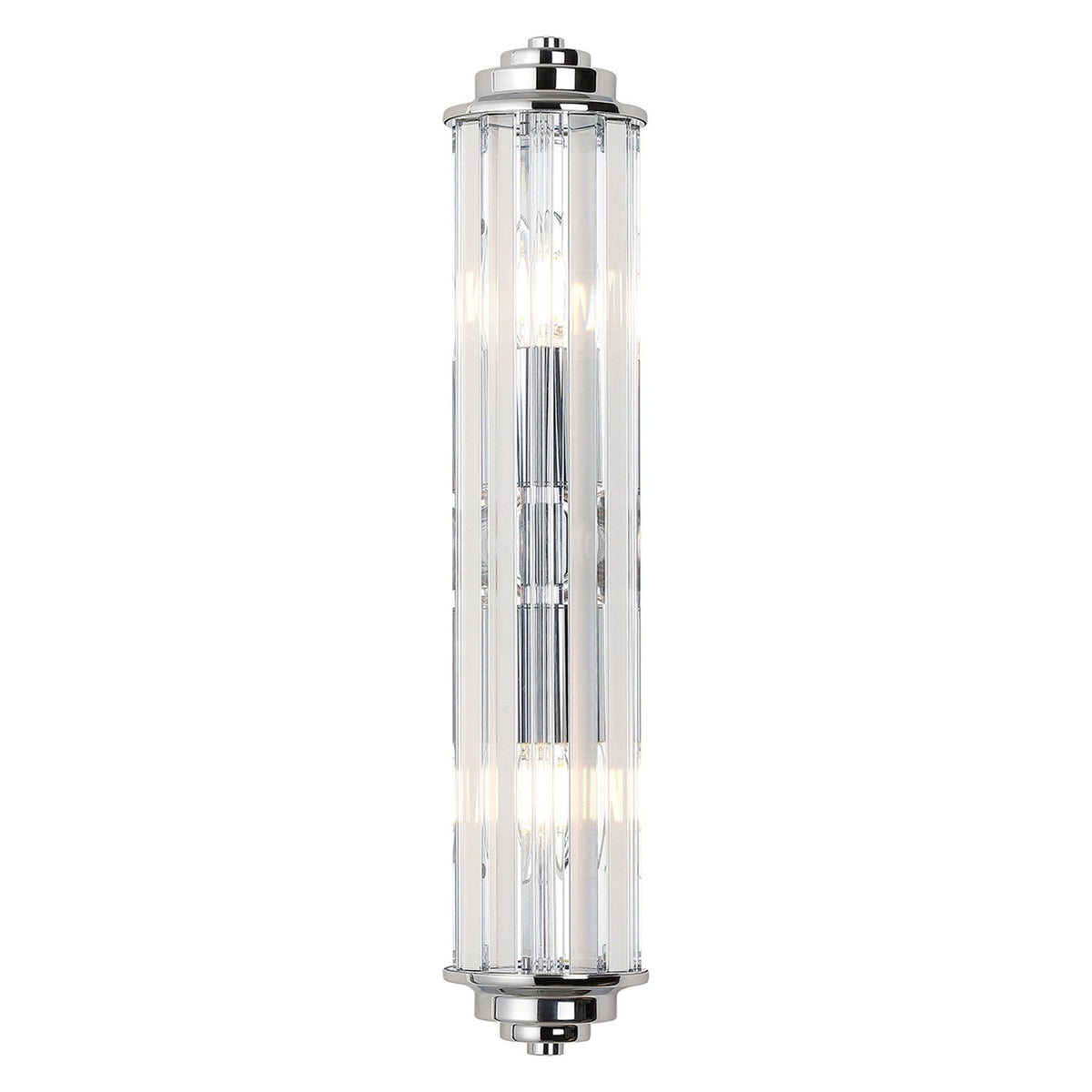 Caistor Flush IP44 Wall Light in Polished Chrome with Clear Crystal Rods
