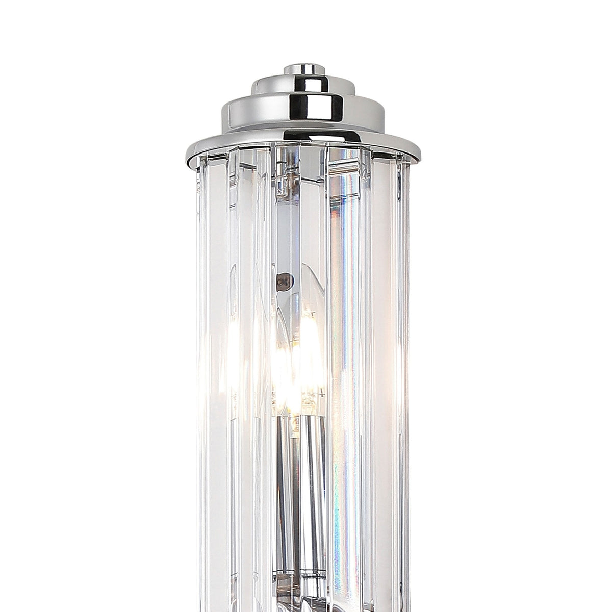 Caistor Flush IP44 Wall Light in Polished Chrome with Clear Crystal Rods