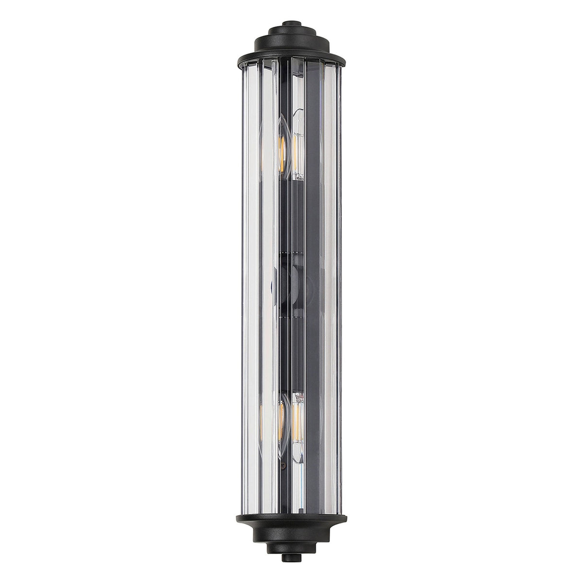 Caistor Flush IP44 Wall Light in Satin Black with Clear Crystal Rods