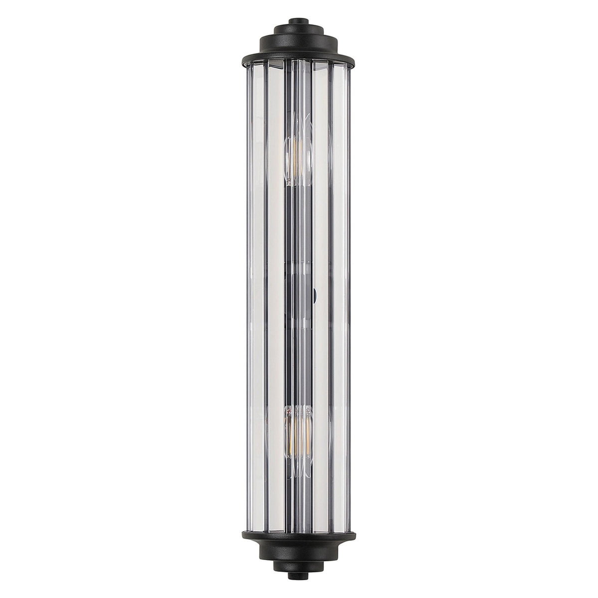Caistor Flush IP44 Wall Light in Satin Black with Clear Crystal Rods