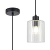 Tutbury IP44 Single Drop Pendant with Black Metalwork and Clear Ripple Glass Shade