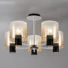 Belstone 5 Light Semi Flush Ceiling Light in Black & Chrome with Amber Fade Glass