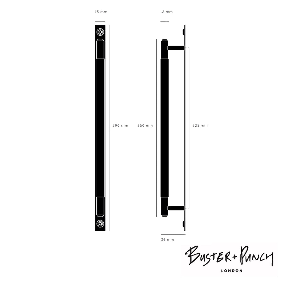 Linear Knurled Medium Pull Bar Cabinet Handle With Back Plate In Black