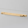 Linear Knurled Medium Pull Bar Cabinet Handle With Back Plate In Solid Brass