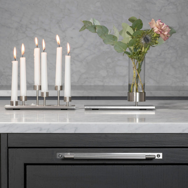 Linear Knurled Medium Pull Bar Cabinet Handle With Back Plate In Solid Steel