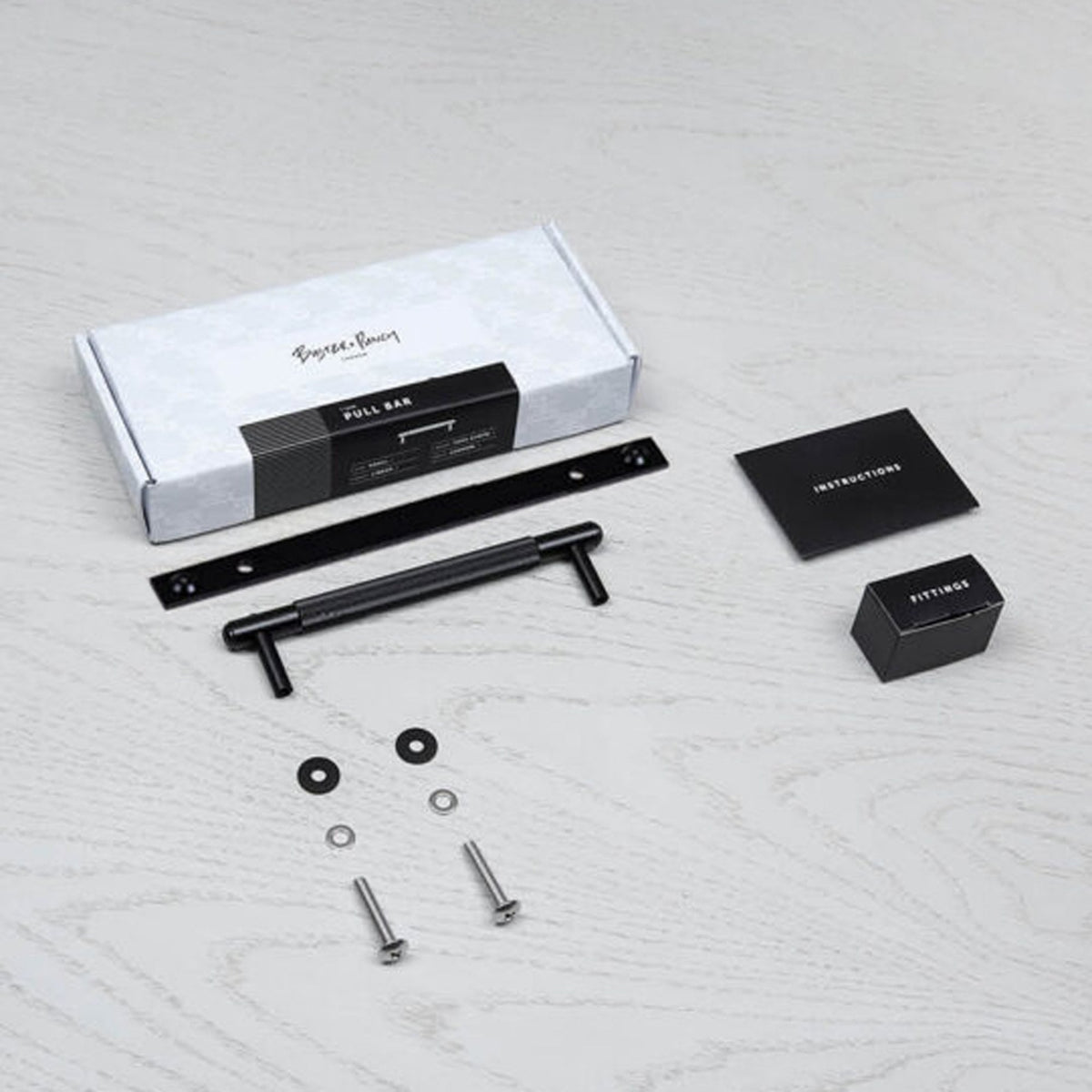 Linear Knurled Small Pull Bar Cabinet Handle With Back Plate In Black