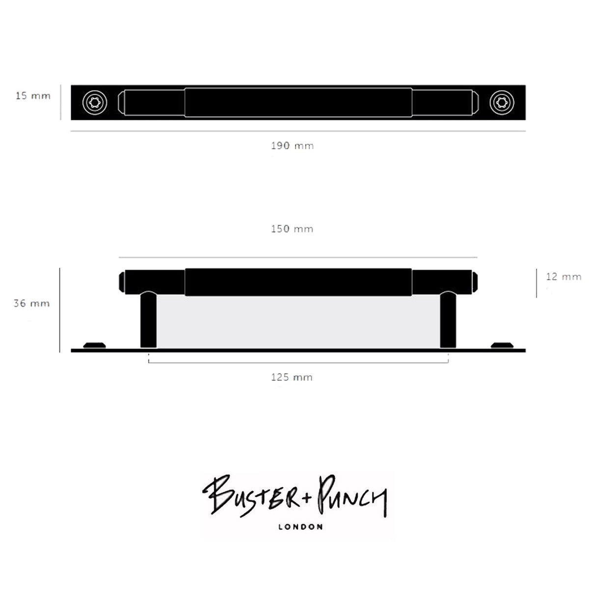 Linear Knurled Small Pull Bar Cabinet Handle With Back Plate In Black