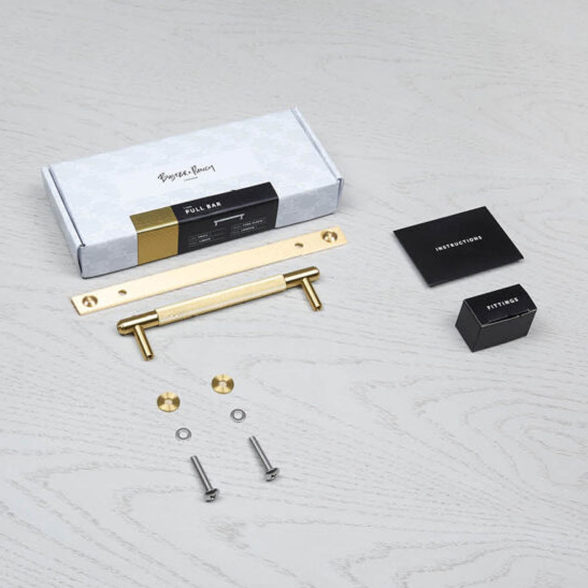 Linear Knurled Small Pull Bar Cabinet Handle With Back Plate In Solid Brass