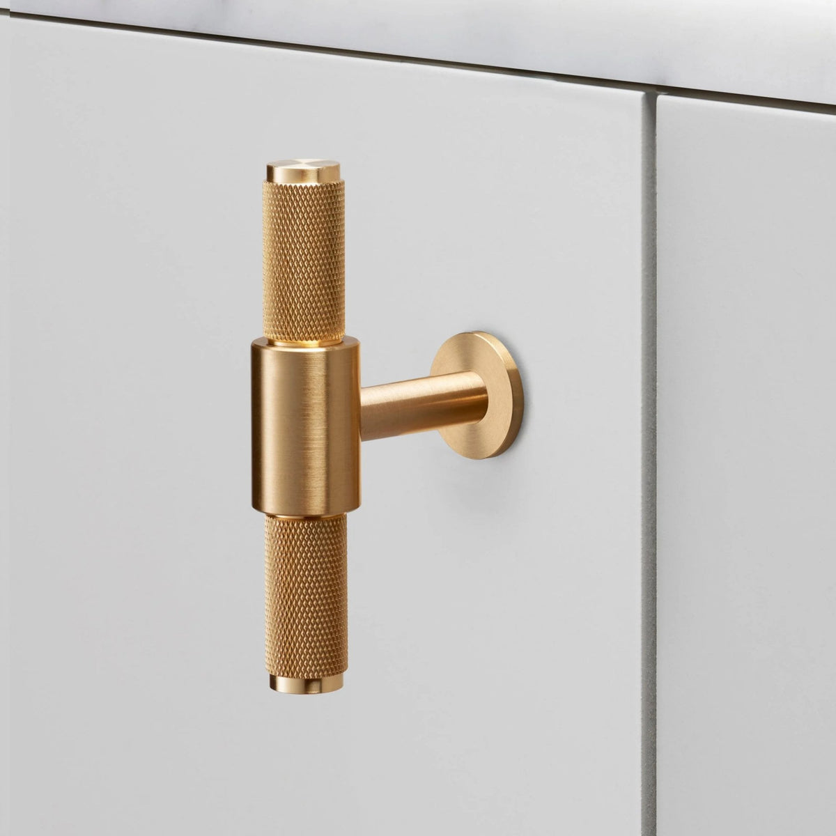 Knurled T-Bar Cabinet Handle In Solid Brass