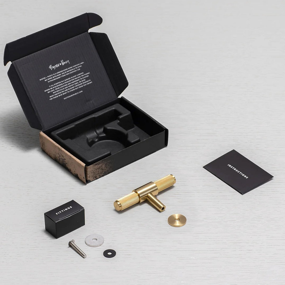 Knurled T-Bar Cabinet Handle In Solid Brass