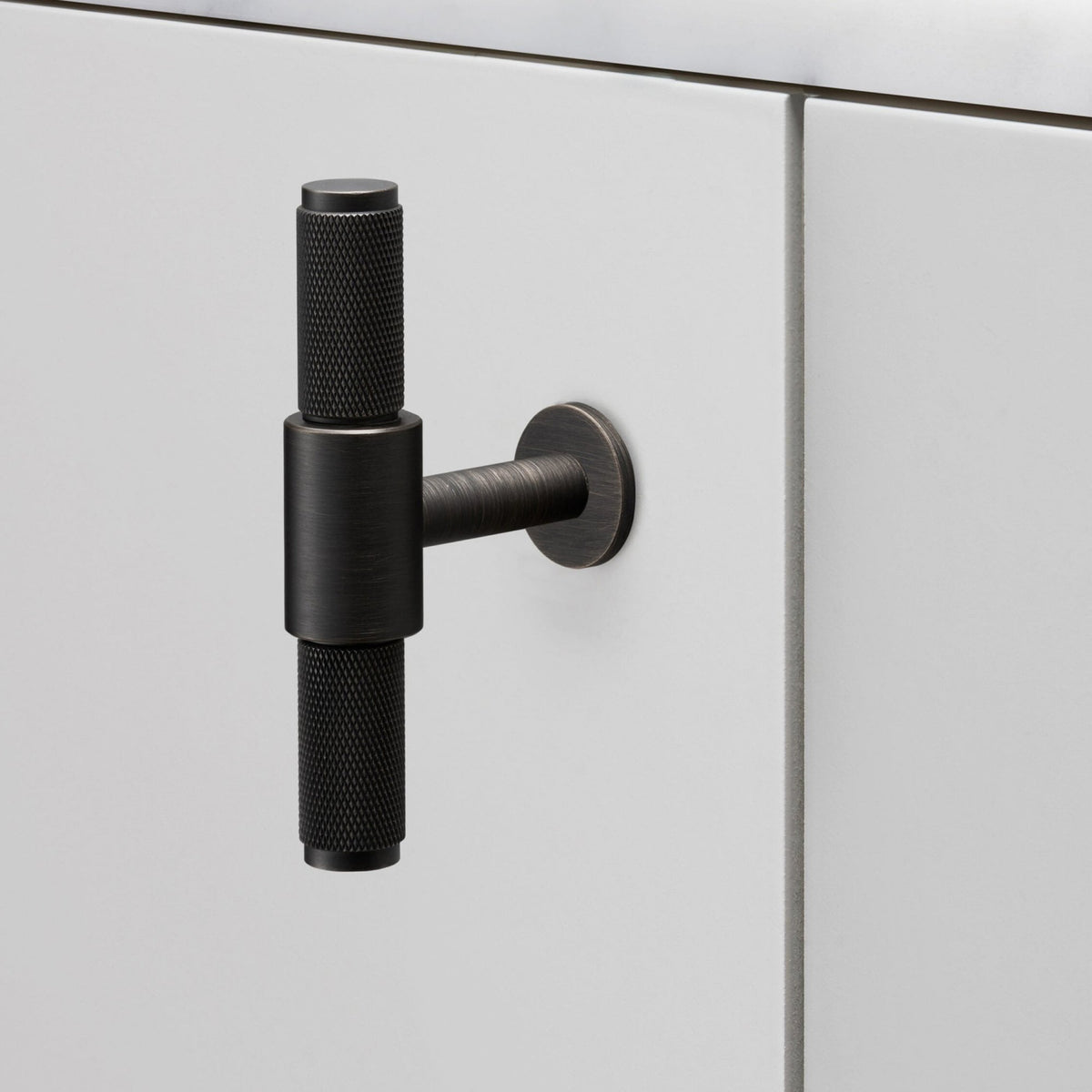 Knurled T-Bar Cabinet Handle In Smoked Bronze