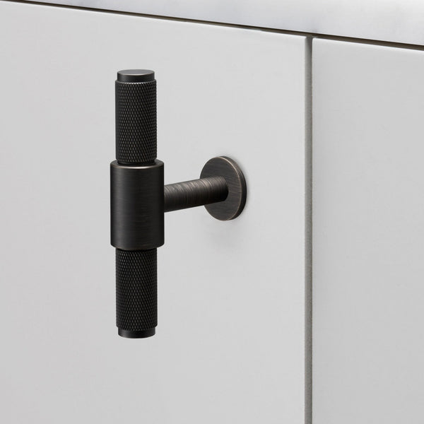 Knurled T-Bar Cabinet Handle In Smoked Bronze