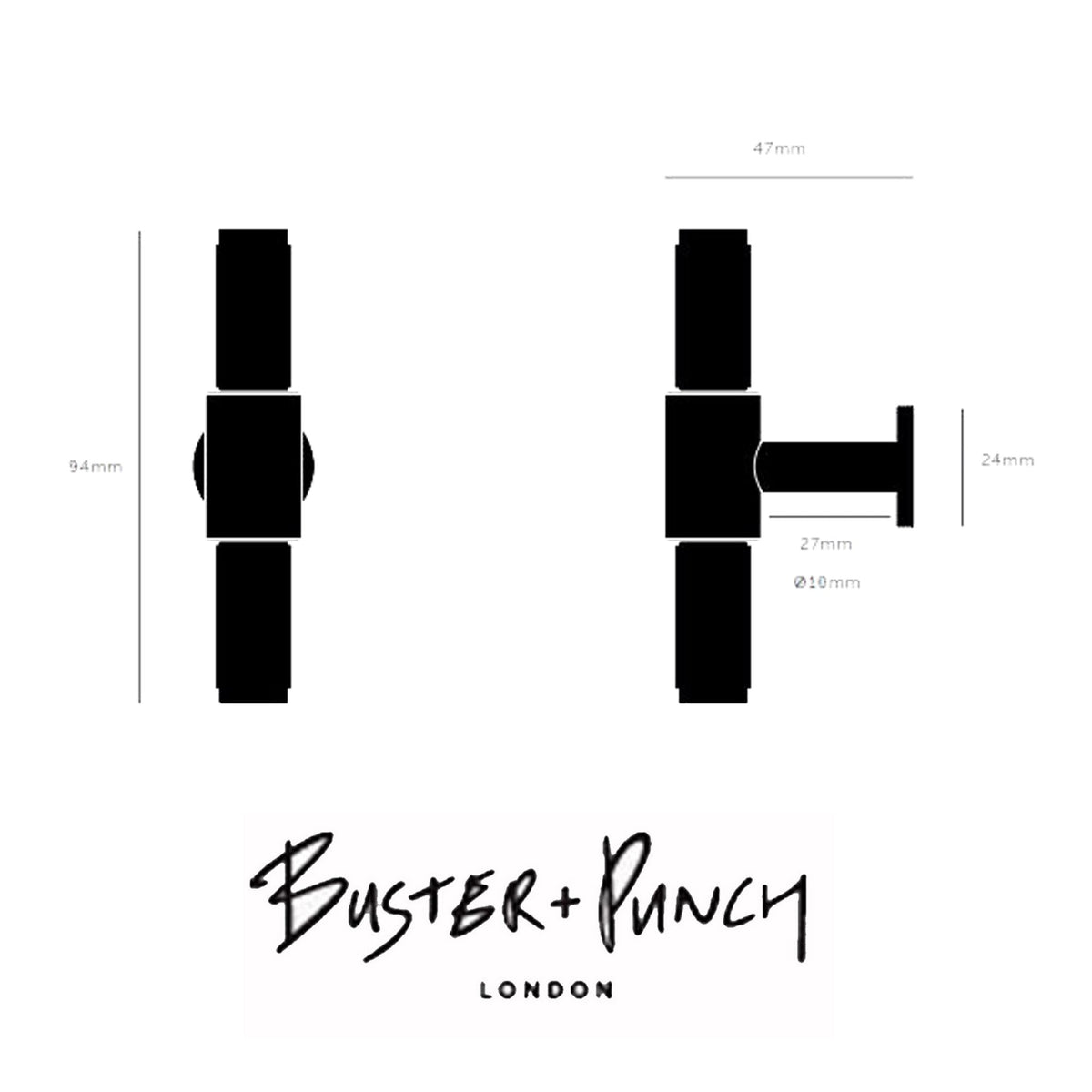 Knurled T-Bar Cabinet Handle In Solid Steel