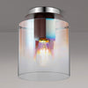 Belstone Round Flush Ceiling Light in Mocha with Iridescent Fade Glass