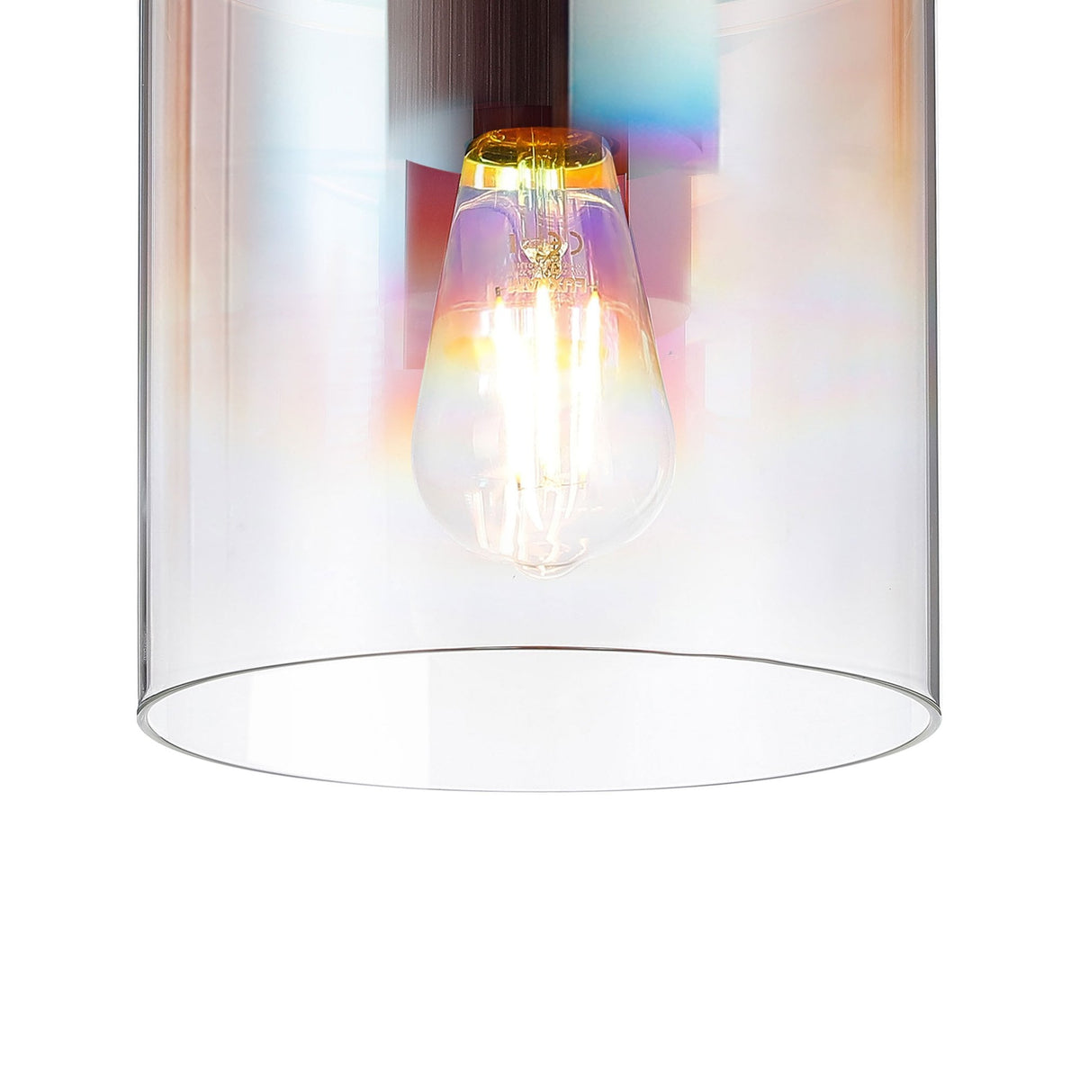 Belstone Round Flush Ceiling Light in Mocha with Iridescent Fade Glass