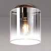 Belstone Round Flush Ceiling Light in Mocha with Smoke Fade Glass