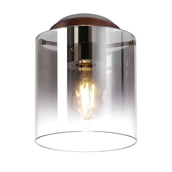 Belstone Round Flush Ceiling Light in Mocha with Smoke Fade Glass