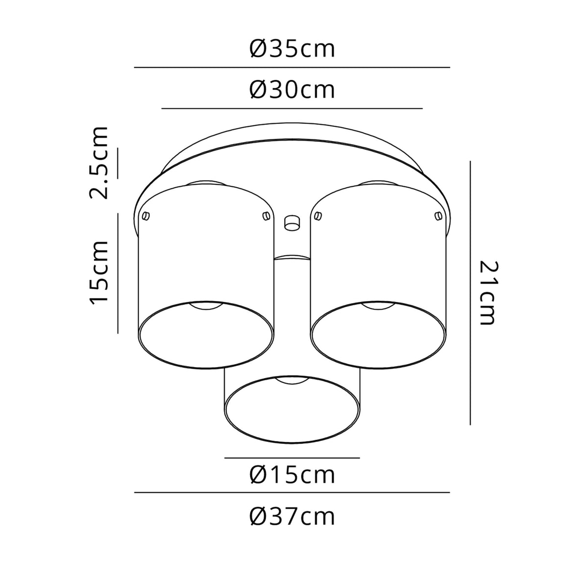 Belstone Triple Round Flush Ceiling Light in Mocha with Amber Glass