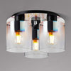 Belstone Triple Round Flush Ceiling Light in Black & Chrome with Iridescent Fade Glass