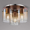 Belstone Triple Round Flush Ceiling Light in Mocha with Amber Fade Glass