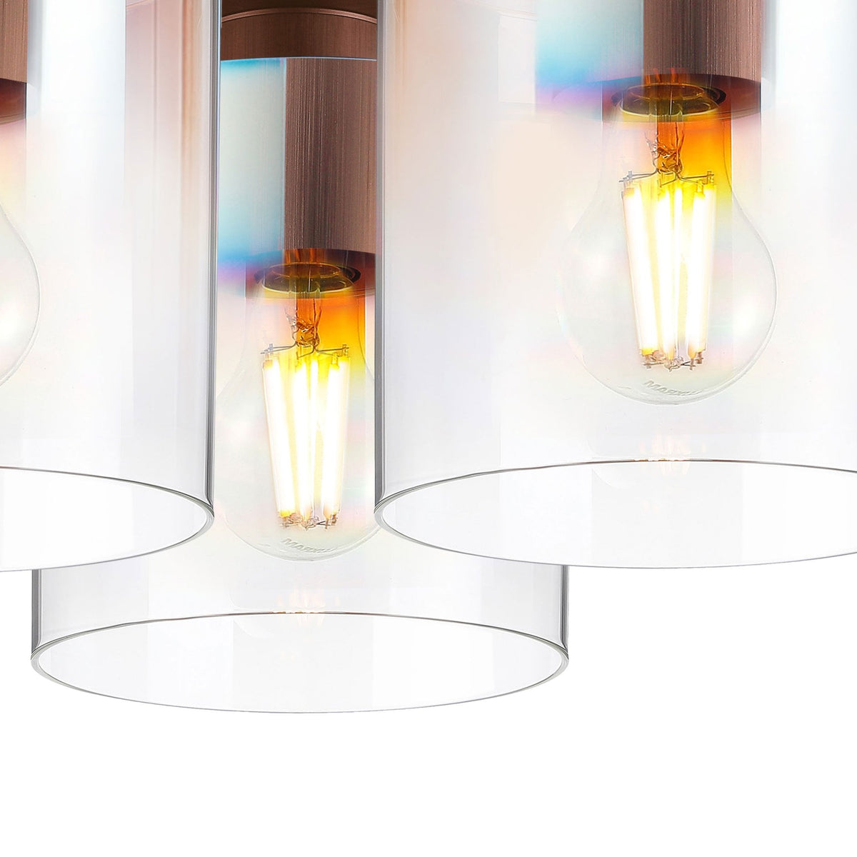 Belstone Triple Round Flush Ceiling Light in Mocha with Iridescent Fade Glass