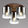 Belstone Triple Round Flush Ceiling Light in Mocha with Smoke Fade Glass