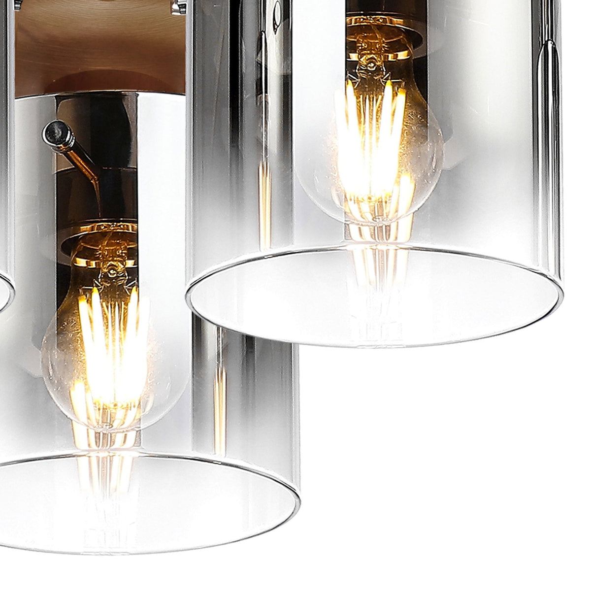 Belstone Triple Round Flush Ceiling Light in Mocha with Smoke Fade Glass