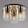 Belstone Triple Round Flush Ceiling Light in Polished Nickel & Black with Amber Fade Glass